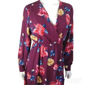 AJ Amelia James Maxi Dress Faux Wrap Size Small Side Slit Floral Print N…